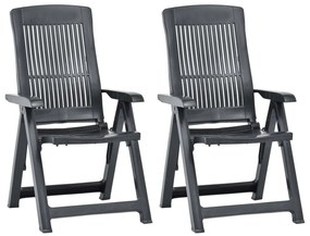 vidaXL Καρέκλες Κήπου Ανακλινόμενες 2 τεμ. Ανθρακί Πλαστικές