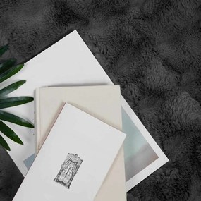 vidaXL Ψεύτικη κουβέρτα από κουνέλι Olite 4 pcs Σκούρο Γκρι