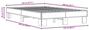 Πλαίσιο Κρεβατιού Γκρι Sonoma 120x200 εκ. Επεξ. Ξύλο &amp; Μέταλλο - Γκρι