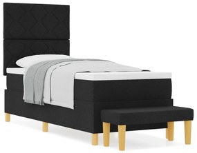 vidaXL Κρεβάτι με Βάθρο και Στρώμα Μαύρο 80x200 εκ Ύφασμα