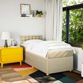 vidaXL Κρεβάτι Boxspring με Στρώμα Κρεμ 100 x 200 εκ. Υφασμάτινο