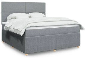 vidaXL Κρεβάτι Boxspring με Στρώμα Ανοιχτό Γκρι 180x200 εκ. Υφασμάτινο
