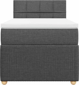 vidaXL Κρεβάτι Boxspring με Στρώμα Σκούρο Γκρι 90x200 εκ. Υφασμάτινο