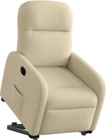 vidaXL Πολυθρόνα Ηλεκ. Ανακλινόμενη με Ανύψωση Κρεμ Υφασμάτινη