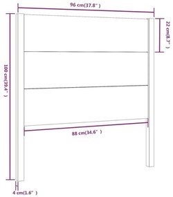 Κεφαλάρι Γκρι 96 x 4 x 100 εκ. από Μασίφ Ξύλο Πεύκου - Γκρι