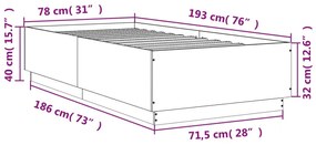 Πλαίσιο Κρεβατιού Καπνιστή Δρυς 75x190 εκ. Επεξεργασμένο Ξύλο - Καφέ