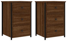 vidaXL Κομοδίνα 2 τεμ. Καφέ Δρυς 40x36x60 εκ. από Επεξεργασμένο Ξύλο
