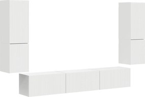 vidaXL Σετ επίπλου τηλεόρασης Επιτοίχιο 4 pcs Λευκό Επεξεργασμένο ξύλο