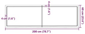 Ράφι Τοίχου Σκούρο Καφέ 200x60x(2-6) εκ. Επεξ. Μασίφ Ξύλο Δρυός - Καφέ