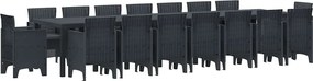 vidaXL Σετ Τραπεζαρίας Κήπου με Μαξιλάρια 17 pcs Ανθρακί PP