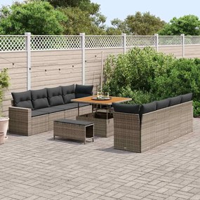 vidaXL Σετ Καναπέ Κήπου με μαξιλάρι 11 pcs Γκρι 100 x 100 x 71 cm