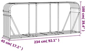 Ξυλοθήκη Ανθρακί 234x45x100 εκ. από Γαλβανισμένο Ατσάλι - Ανθρακί