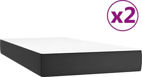 vidaXL Κρεβάτι Boxspring με Στρώμα Μαύρο 200x200 εκ. Συνθετικό Δέρμα