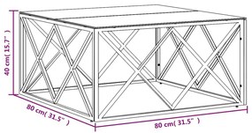 Τραπέζι Σαλονιού 80x80x40 εκ. από Ανοξείδωτο Ατσάλι και Γυαλί - Ασήμι