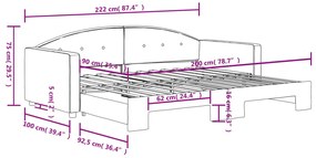 Καναπές Κρεβάτι Συρόμενος Ανοιχτό Γκρι 90 x 200 εκ. Βελούδινος - Γκρι