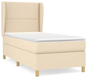 vidaXL Κρεβάτι Boxspring με Στρώμα Κρεμ 80 x 200 εκ. Υφασμάτινο