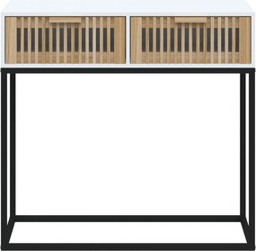 vidaXL Τραπέζι Κονσόλα Λευκό 80x30x75 εκ. Επεξεργασμένο Ξύλο / Σίδερο