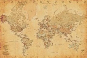 Αφίσα World Map - Antique Style, (91.5 x 61 cm)