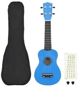 vidaXL Γιουκαλίλι Σοπράνο Σετ Παιδικό Γαλάζιο 21'' με Θήκη