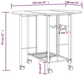vidaXL Σετ Τραπεζαρίας Πτυσσόμενο Πέντε Τεμαχίων από MDF Μαύρο