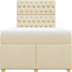 vidaXL Κρεβάτι Boxspring με Στρώμα Κρεμ 120x200 εκ. Υφασμάτινο