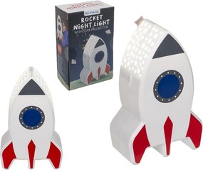 Λάμπα Νυχτός Πύραυλος Με Προτζέκτορα Αστεριών Μπαταρίας Πλαστικό 15cm