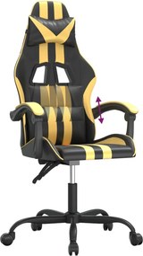 vidaXL Καρέκλα Gaming Μαύρο/Χρυσό από Συνθετικό Δέρμα