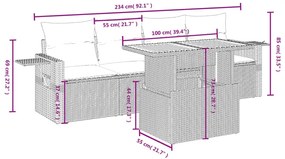 Σετ Καναπέ Κήπου 5 τεμ. Μπεζ Συνθετικό Ρατάν με Μαξιλάρι - Μπεζ