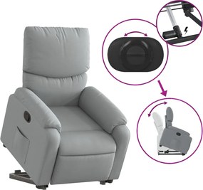 vidaXL Πολυθρόνα Ανακλινόμενη με Ανύψωση Ανοιχτό Γκρι Υφασμάτινη