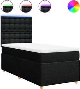 vidaXL Κρεβάτι Boxspring με Στρώμα Μαύρο 90x190 εκ.Υφασμάτινο