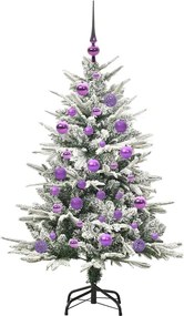 vidaXL Artificial Christmas Tree with Flocked Snow 150 LED Θερμό λευκό