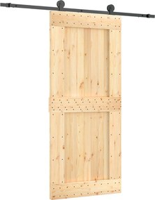 vidaXL Συρόμενη Πόρτα Φυσικό και Μαύρο 90 x 210 cm