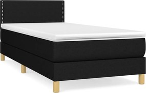 vidaXL Κρεβάτι Boxspring με Στρώμα Μαύρο 90x190 εκ.Υφασμάτινο