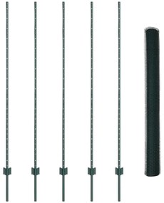 vidaXL Φράχτης με Στήλες. Πράσινο 1.5 x 10 m Ατσάλι