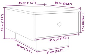 Τραπεζάκι Σαλονιού Γκρι Σκυροδ. 60x45x31 εκ Επεξεργασμ. Ξύλο - Γκρι