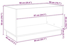 Τραπεζάκι Σαλονιού Άπειρο Φως LED Καφέ Δρυς 90x50x50 εκ. - Καφέ