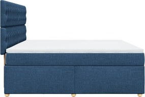 vidaXL Κρεβάτι Boxspring με Στρώμα Μπλε 180x200 εκ. Υφασμάτινο
