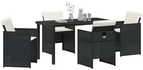 vidaXL Σέτ φαγητού για κήπο με μαξιλάρι 5 pcs Μαύρο Πολυ ράταν