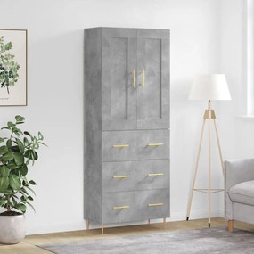 vidaXL Ντουλάπι Γκρι Σκυροδέματος 69,5x34x180 εκ. Επεξεργασμένο Ξύλο