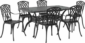 vidaXL Σέτ φαγητού για κήπο 7 pcs Μαύρο Αλουμίνιο