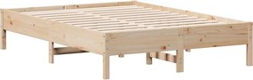 vidaXL Bed Frame Φυσικό 120 x 190 cm Solid pine wood, Plywood