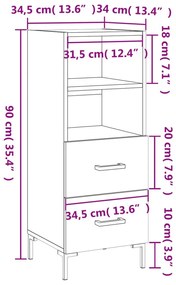 Ντουλάπι Sonoma Δρυς 34,5x34x90 εκ. από Επεξεργασμένο Ξύλο - Καφέ