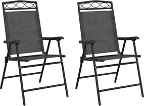 vidaXL Πτυσσόμενες καρέκλες 2 τεμ. Melange Grey Steel και Textilene