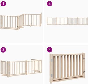 vidaXL Διαχωριστικό Σκύλων/Πόρτα Πτυσσόμενο 4 Πάνελ 320εκ. Μασίφ Ελάτη