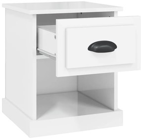 vidaXL Κομοδίνα 2 τεμ. Γυαλ. Λευκό 39x39x47,5 εκ. Επεξεργασμένο Ξύλο