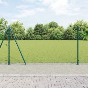vidaXL Φράχτης με Στήλες. Πράσινο 1.2 x 25 m Ατσάλι με επικάλυψη PVC