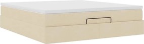 vidaXL Οθωμανικό κρεβάτι με στρώμα Cream 180x200cm ύφασμα