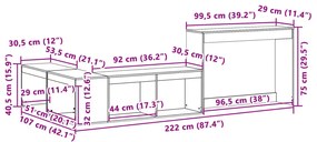 Κομοδίνο με Γραφείο Καφέ Κεριού 222x107x75 εκ Μασίφ Ξύλο Πεύκου - Καφέ