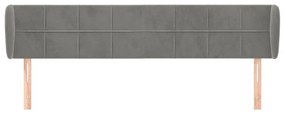 Κεφαλάρι με Πτερύγια Ανοιχτό Γκρι 163x23x78/88 εκ. Βελούδινο - Γκρι