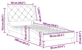 ΠΛΑΙΣΙΟ ΚΡΕΒΑΤΙΟΥ ΜΕ ΚΕΦΑΛΑΡΙ ΜΑΥΡΟ 90X190 ΕΚ. ΒΕΛΟΥΔΙΝΟ 3207895